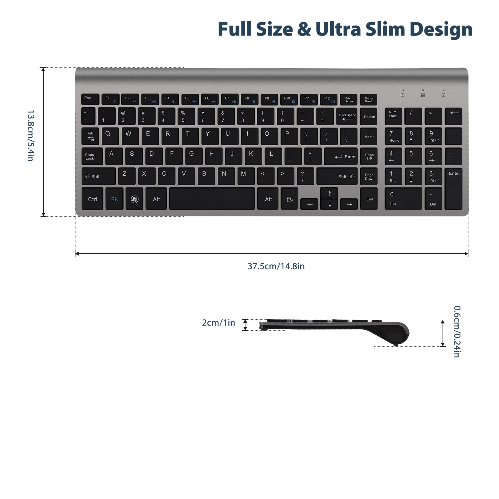 Zienstar – clavier muet sans fil anglais 2.4 ghz, connexion Stable avec récepteur USB, 4 couleurs, pour présentation de voyage au bureau et à la maison