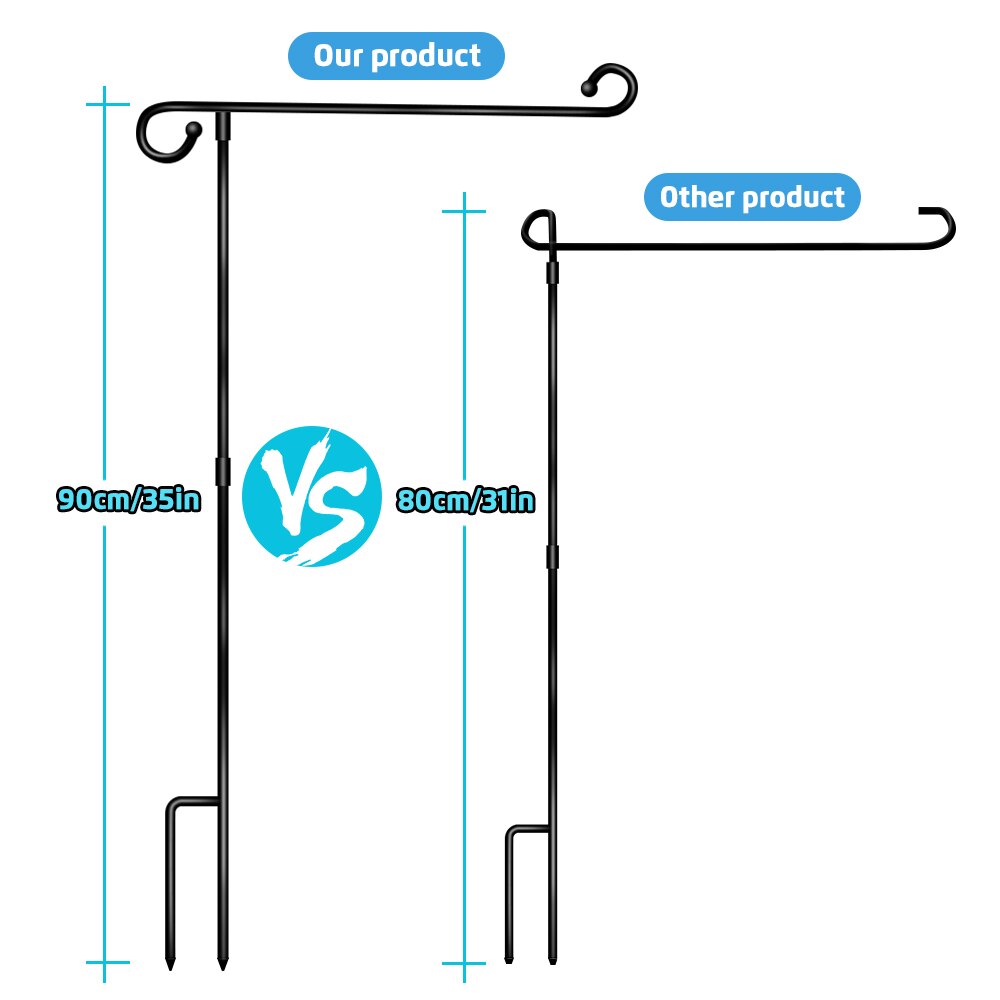 2 Pack Garden Flag Stand Holder Easy to Install Strong and Sturdy Wrought Iron Yard Flag Pole with 2 Pair Garden Flag Stopper