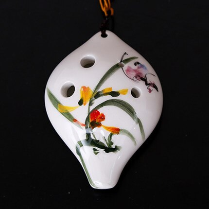 TNG – Ocarina en forme de cœur, croquis à main libre, fleur faite à la main, 6 trous en céramique, Instruments de musique pour débutants: SG Orchid