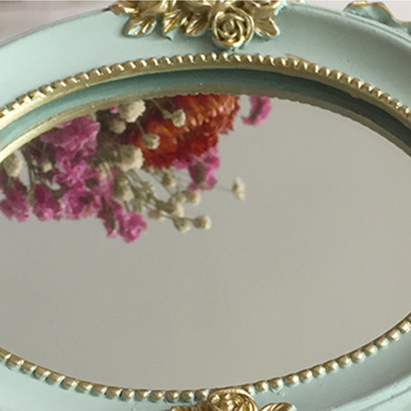 Espejos de mano Vintage de madera creativos, 1 Uds., espejo de tocador para maquillaje, espejo cosmético rectangular de mano con mango para