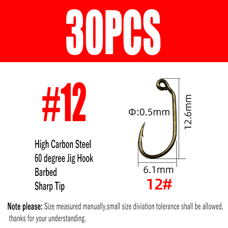 Wifreo 30Pcs 60 Graden Prikkeldraad Jig Vliegbindset Haak Brede Kloof Trout Vishaken #10 #12 #14 #16: green
