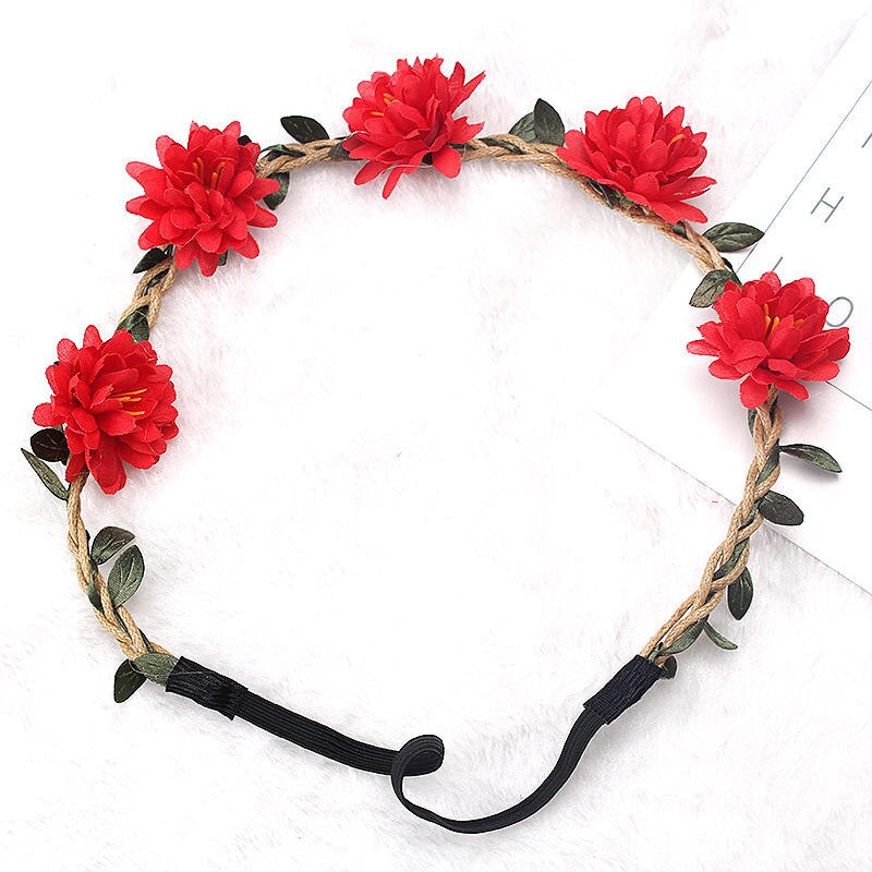 Women Wedding Flower Headband Girls Boho Flowers Headwear Children Headbands Hair Accessories Bride Wreath Beach Garland: 5