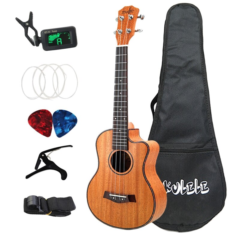 26 Inch Ukulele Set 19 Fret Tenor Mahogany Wood Ukulele Hawaii 4 String Mini Guitar Guitarra Rosewood Fingerboard Metal Pegs: Default Title