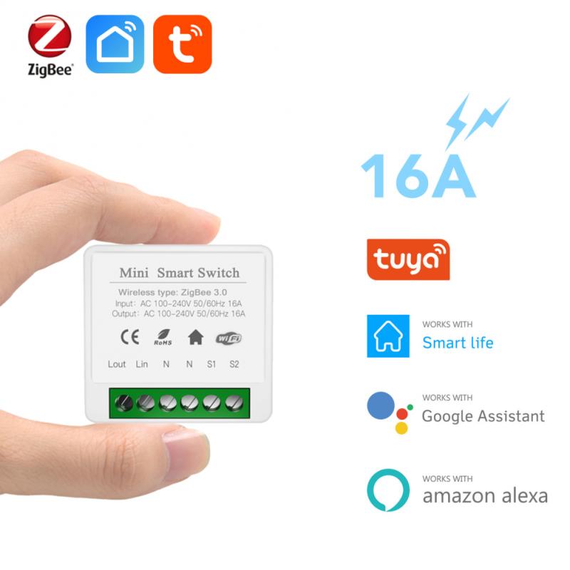 ZigBee 3.0 Smart Switch 16A BRICOLAGE Mini Lumière Relais vanne de Régulation 2 voies Tuya Smart Vie Intelligente APP Travail À Domicile avec Alice Alexa Google Home: Quantity 3