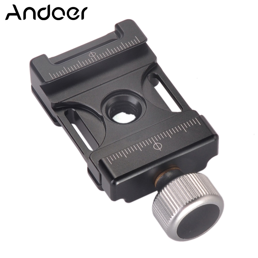 Andoer 38mm Aluminium Schroef Knop Mini Quick Release Clamp Compatibel met Arca Swiss voor 38mm QR Plaat