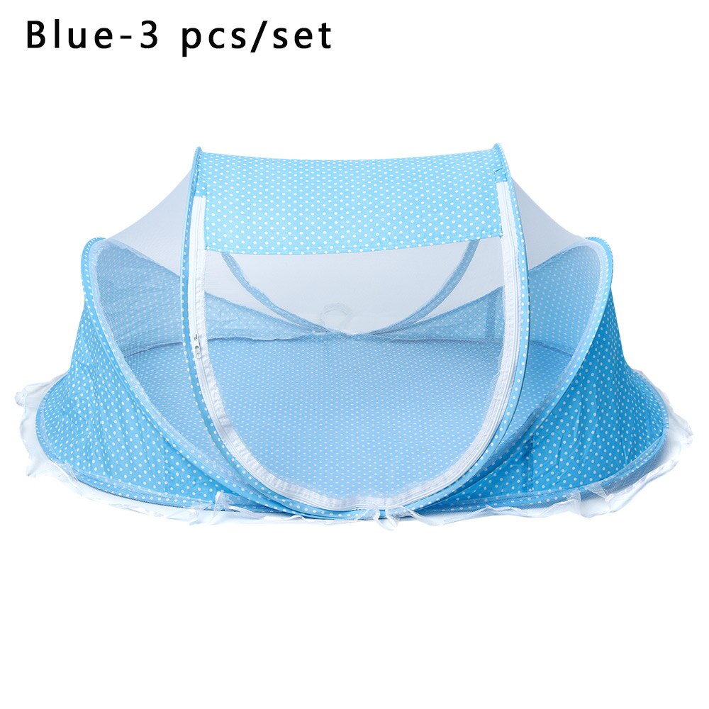 Neugeborenen freundlicher Polyester Faltbare Netz Spielen Zelt Moskito Netto Reise Kleinkind Bett Kissen Reißverschluss freundlicher Baby Krippe Faltbare: blau - 3 stück