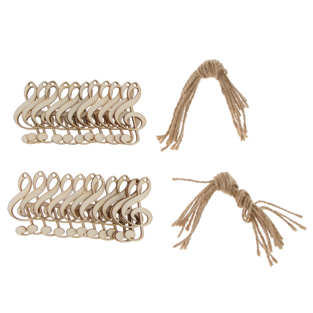 24PCS DIY Crafts Blank Wooden Embellishments Music Note Cutouts for Christmas Tree Party Home Decorations