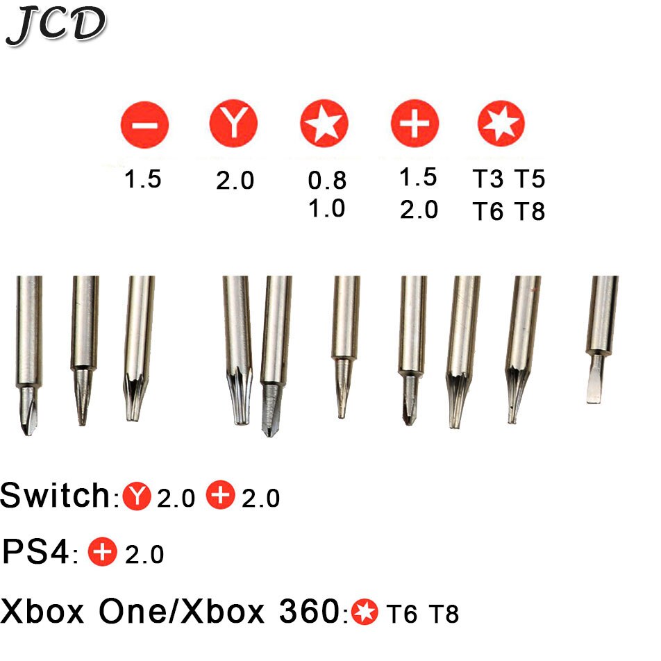 Jcd mobiltelefoner datoröppning bända reparationsverktygssatser skruvmejslar pincett kofot verktygsset för switch xbox one /360 ps4