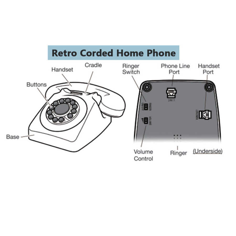 Retro vintage antieke telefoons met nummerweergave, opnieuw kiezen, handsfree vaste telefoon