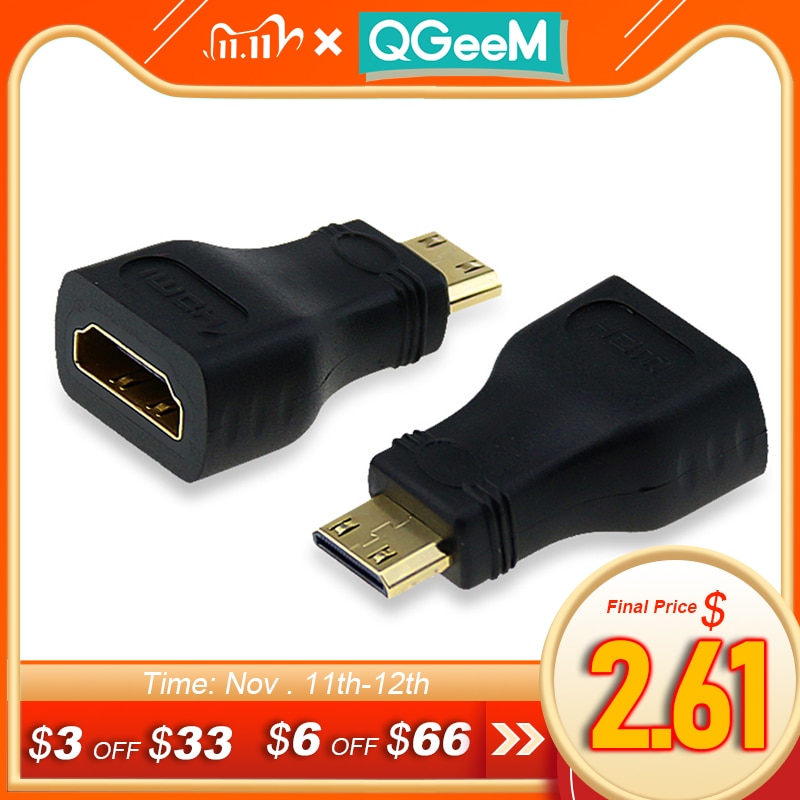 Qgeem Mini Hdmi Type C Male Naar Hdmi Een Vrouwelijke Adapter Converter 1080 P 2K 4K Voor Mini pc Hdtv Hd Camera 5504