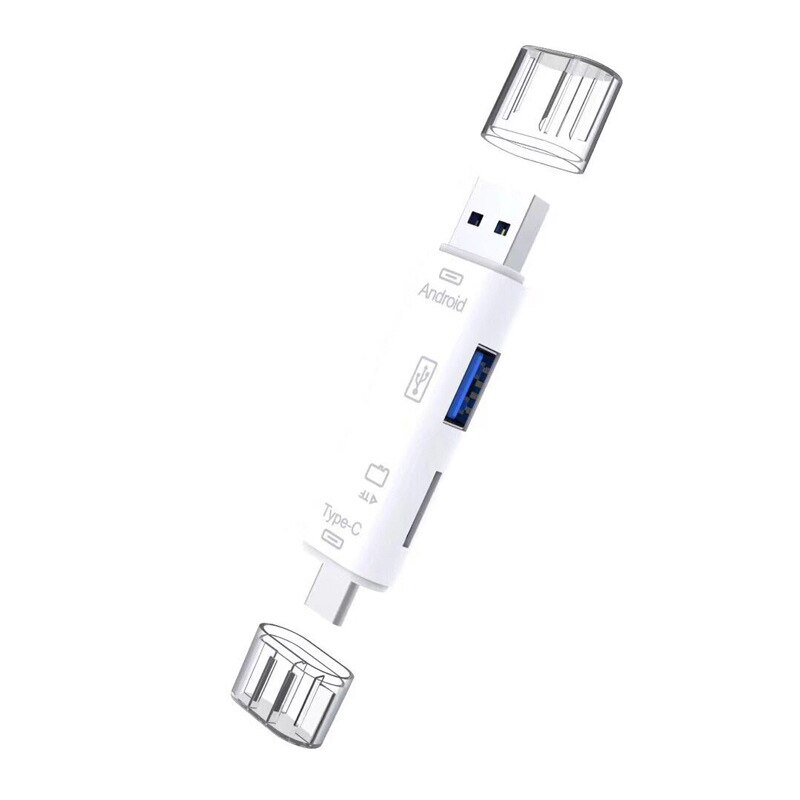 3 in 1 Typ C Und Micro USB OTG Kartenleser Universal High Speed OTG TF SD Kartenleser Für handy PC Laptop Mac Computer: WHITE