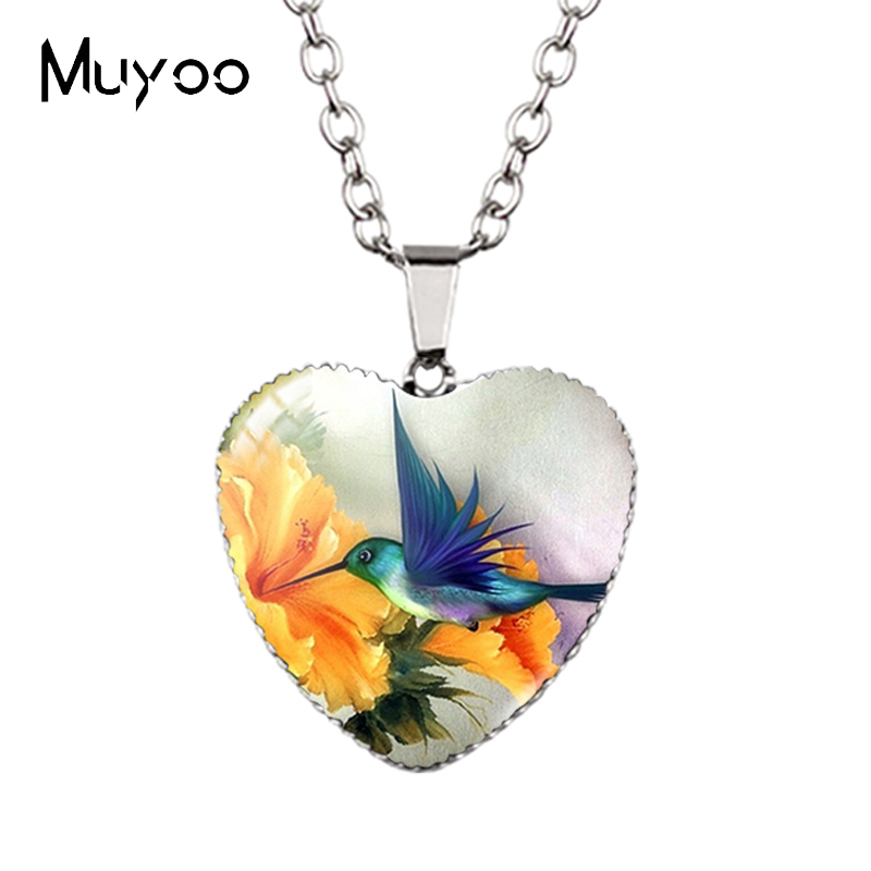 Landscape Animal Swans Butterflies Peacock Oil Painting Handcraft Heart Jewelry Pendant Necklace HZ3: Antique Silver Plated