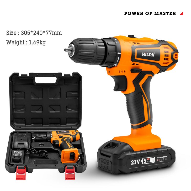 Mini 2V 16V 20V Wireless Power Driver Drill Driver Screwdriver Electric Screwdriver Set DC Lithium-Ion Battery Electrical Tools: 21V plastic box standard