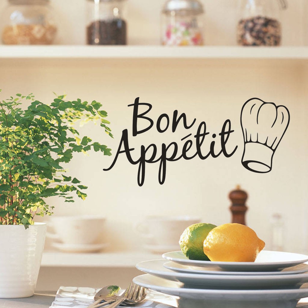 Food kitchen room decoration Kitchen Stickers Bon Appetit Wall Stickers diy vinyl adesivo de paredes home decals art Wallpapers