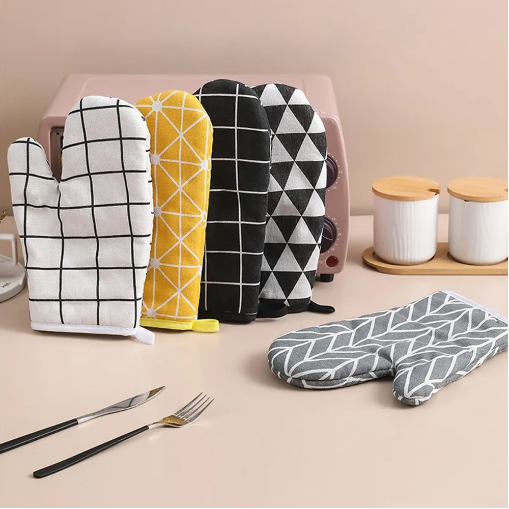 Ofen-Backhandschuhe, Ofenhandschuhe, Mikrowellenherdhandschuhe, hochtemperaturbeständige Leinenhandschuhe, Küchen-Backwerkzeuge, Backgeschirr