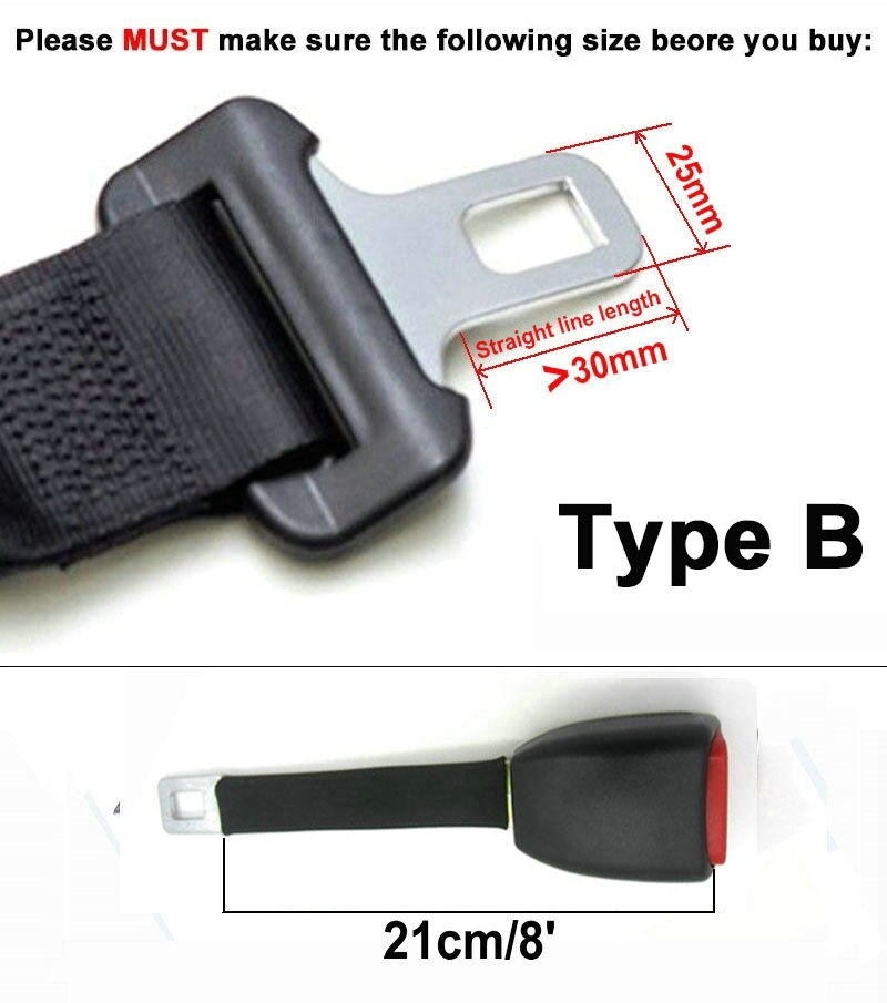 8 "10" verhoogde Seat Belt Extenders Stijve Stem Veiligheid Riemen Extension Voor TOYOTA Camry COROLLA Auto Veiligheidsgordel Clip extender E4 Veilig: 21cm Type B