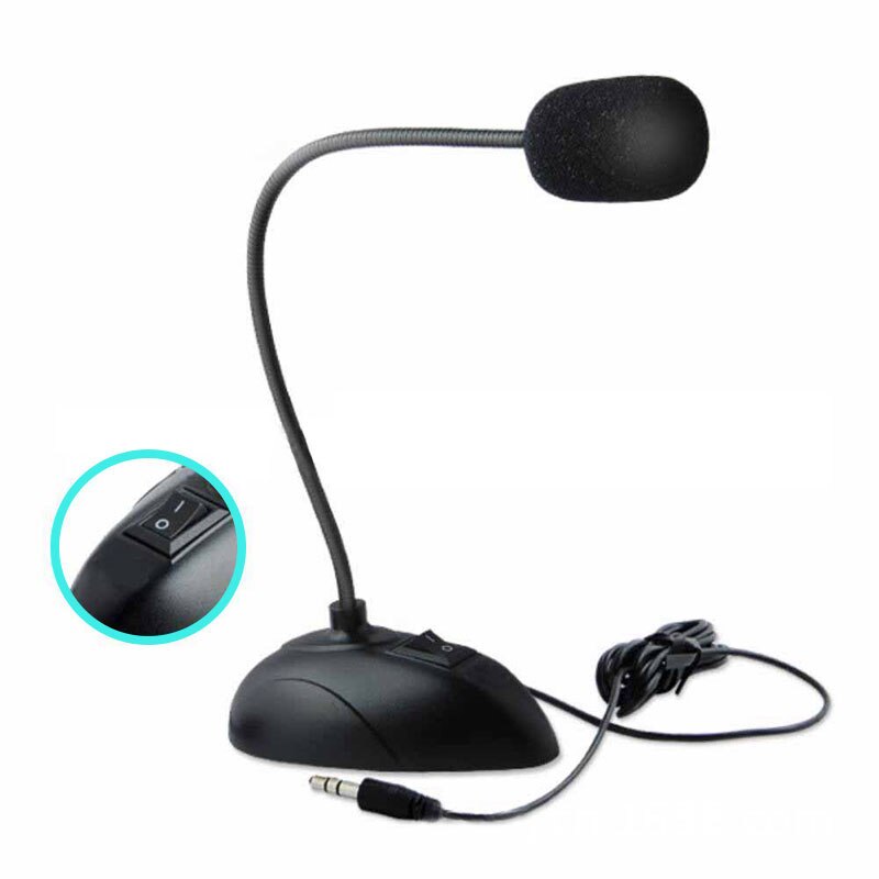 Mini Microphone nimble Stand 3.5mm Plug Phone Speech Gooseneck Mic Wired Microphone Commonly for PC Desktop Notebook Studio