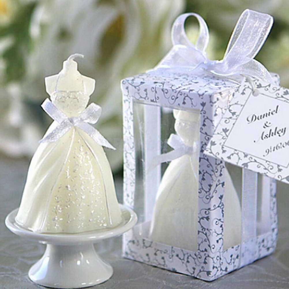 1Pcs Gown Dress Art Kaars Wit Wedding Bridal Bruid Kaarsen Wedding Party Benodigdheden Thuis Decors