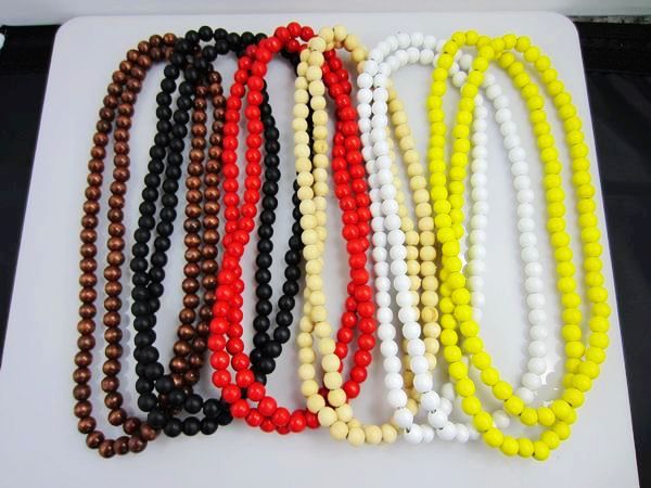 6 couleurs bois perles chaîne collier boule chaîne bois collier pour Hip hop