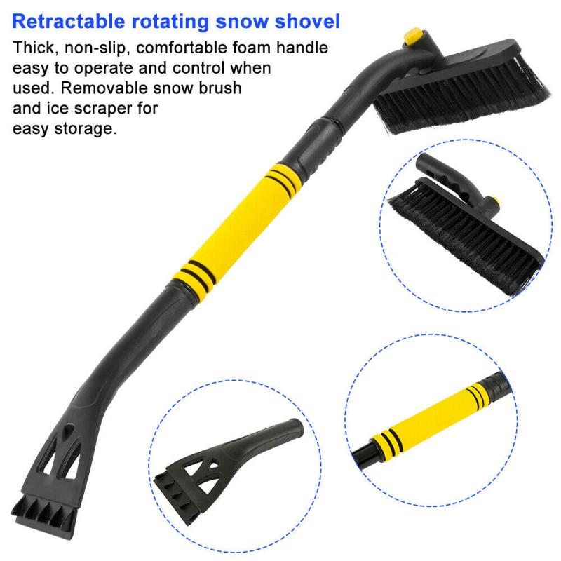 360° Rantation Extendable Car Snow Shovel Ice Scraper Adjustable Windshield Snow Remove Defrost Deicing Shovel Clean Tool: Default Title