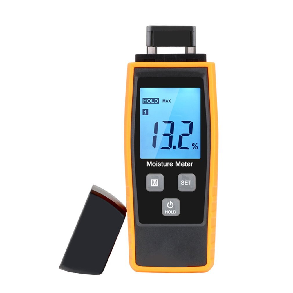 Fugtmåler, digital lcd fugtdetektor, træ mursten fugtighed campingvogn tester sort-orange