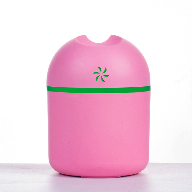 250ml Portable Mini Humidifier 5V USB Power with Mini Fan LED Ambient Light Car Home Humidifier Aromatherapy Oil Diffuser: Pink