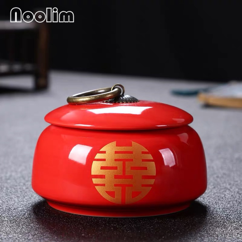Portable Travel Ceramic Sealed Pot Small Storage Box Household Tea Caddy Canister with Lid Kitchen Spice Jar: B