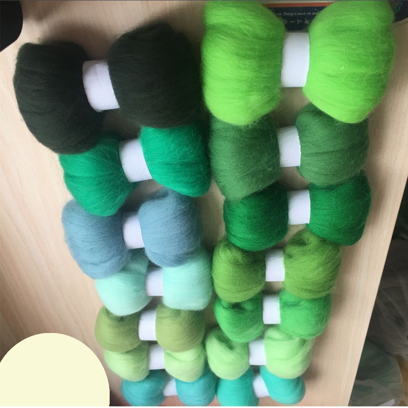 WFPFBEC 70 s thuis diy wol fiber voor vilten 100% wol roving merino 5 g/zak 14 kleuren