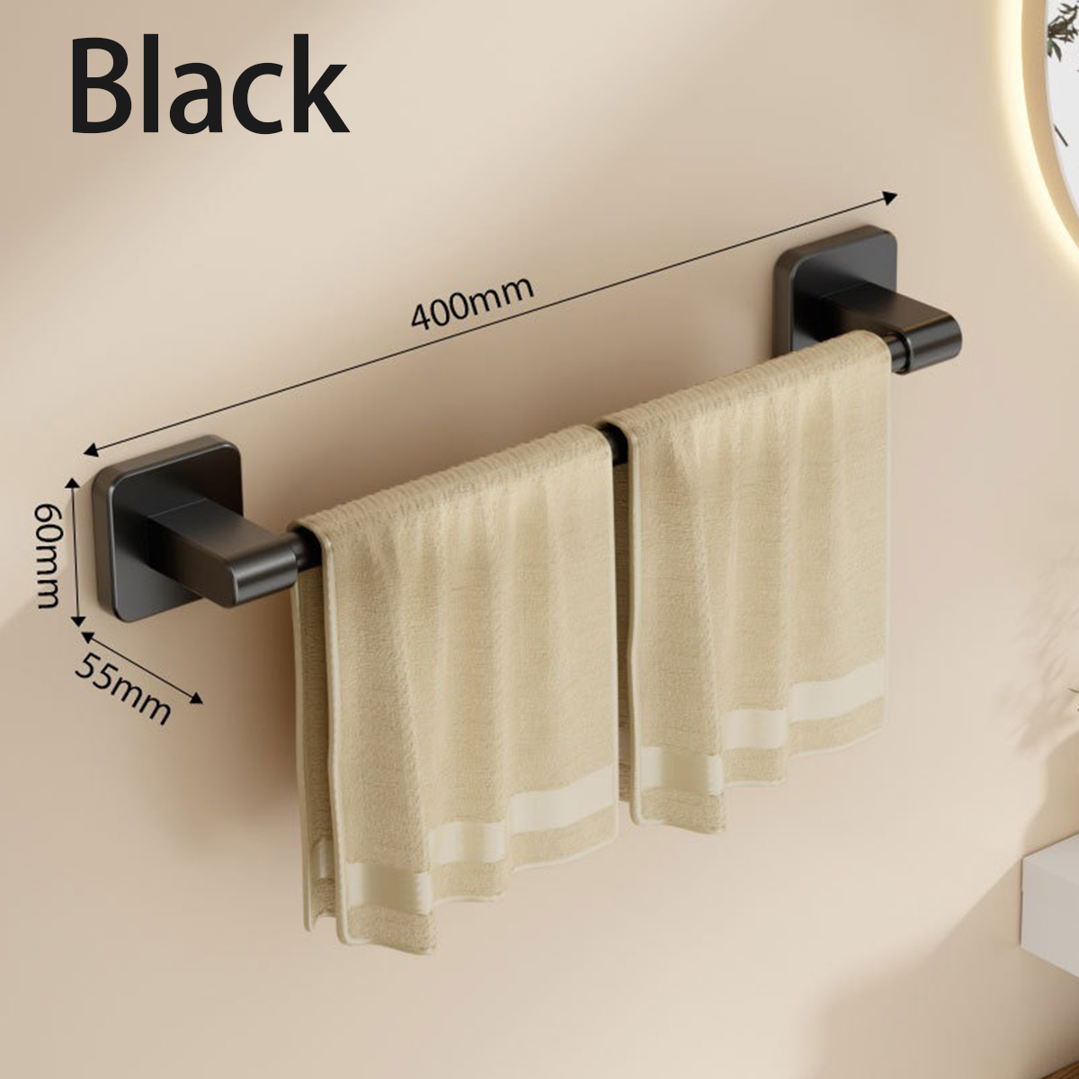 Badkamer Handdoekenrek Aan De Muur, Zwarte Handdoekstang Met Aluminium En Handdoekhouder, Douche-En Badhanddoekrekken: Black