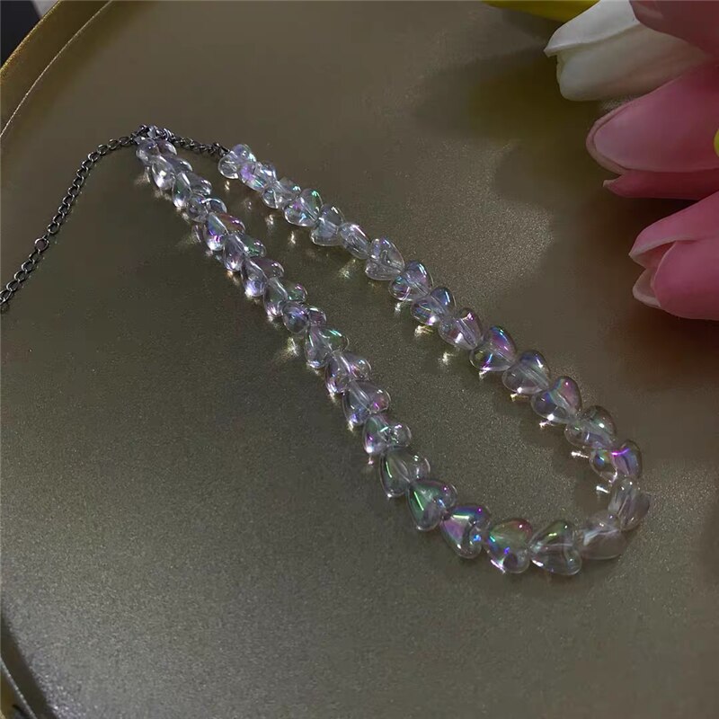 Kpop personnalité doux acrylique coeur collier Chokers Punk courte chaîne pour fille Egirl BFF datant esthétique bijoux