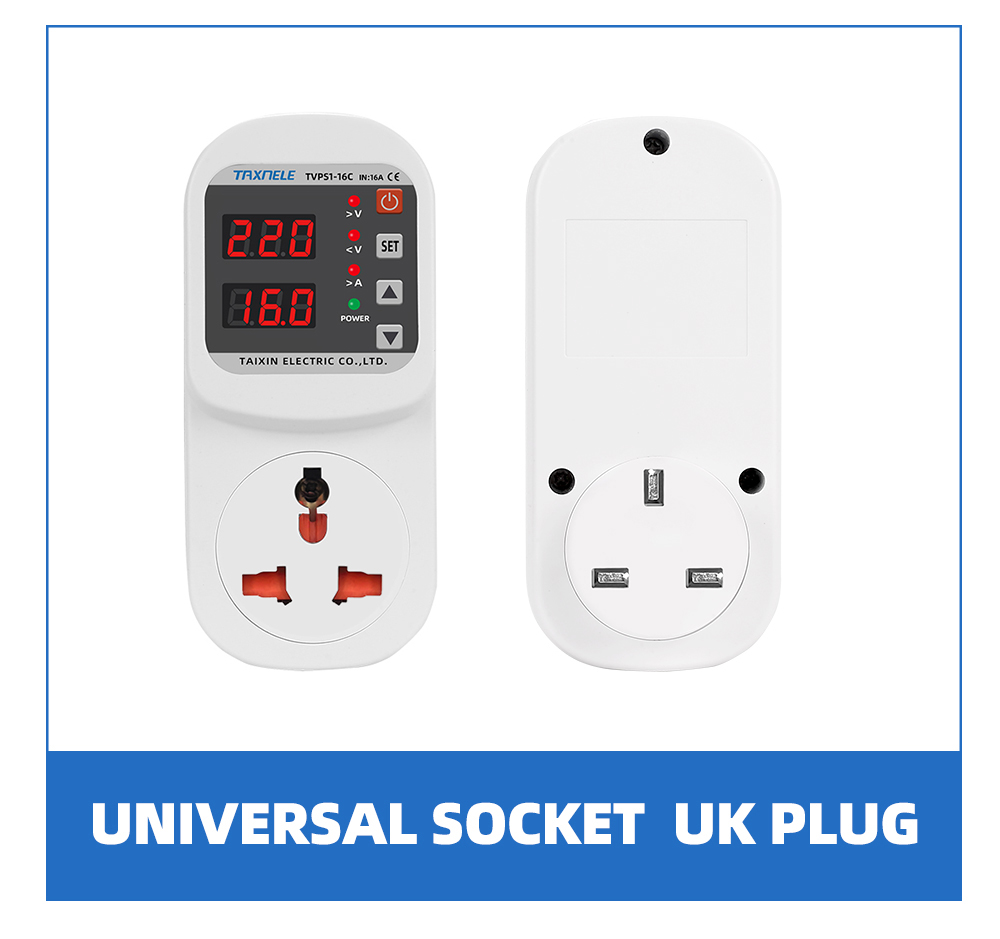 Overspanningsstroom Onderspanningsbeveiliging Socket AC 220V 110V Verstelbare 16A Overspanningsbeveiliging EU Stopcontact Veilig beschermen: Type 15