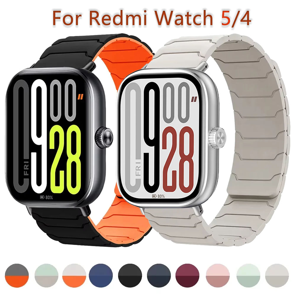 Bracelet en Silicone souple pour montre Redmi 5/4, magnétique, confortable, de remplacement, Xiaomi MiBand 9 Pro/8 Pro
