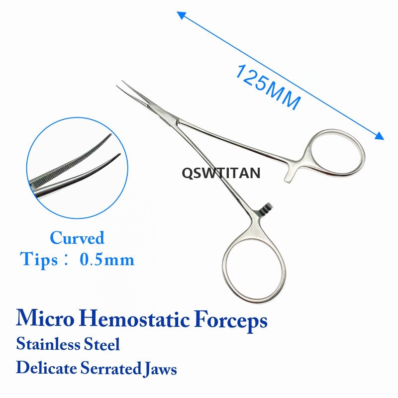 Microvasculaire Hemostatische Klem Tang Chirurgische Tang Hemostat Vergrendeling Klemmen Tang Vissen Tang: Stainless-Curved