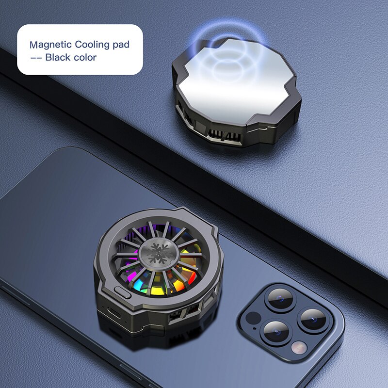 Kivee Draagbare Magnetische Universele Mobiele Telefoon Radiator Telefoon Koelventilator Gevallen Usb Pad Gaming Mute Radiator Klem Koeler Koud: Magnetic Black