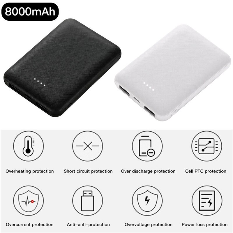 Ultra-Dunne Power Bank 8000Mah Led Externe Lader Batterij Poverbank Snelle Quick Charge Usb Powerbank Voor Iphone Xiaomi ipad Ipod