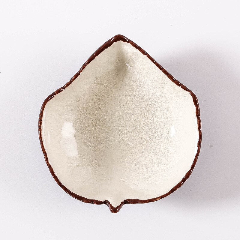 Lite blad form keramisk matte tallerken smaksatt tallerken kjøkken krydder retter isdelt glasur saus eddik servise: Hvit