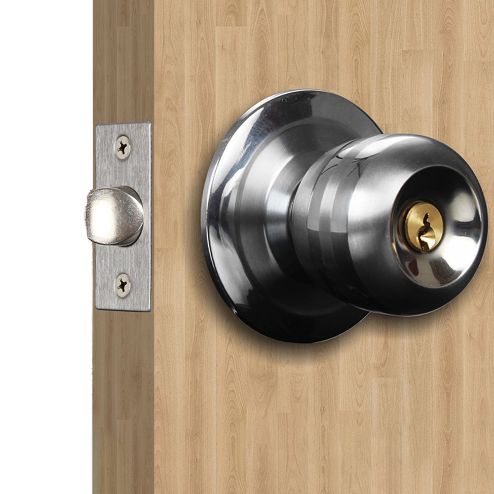 Keyed Entry Door Knob with Lock Round Door Knobs Stainless Steel Interior and Exterior Door Lock for Bedroom Bathroom