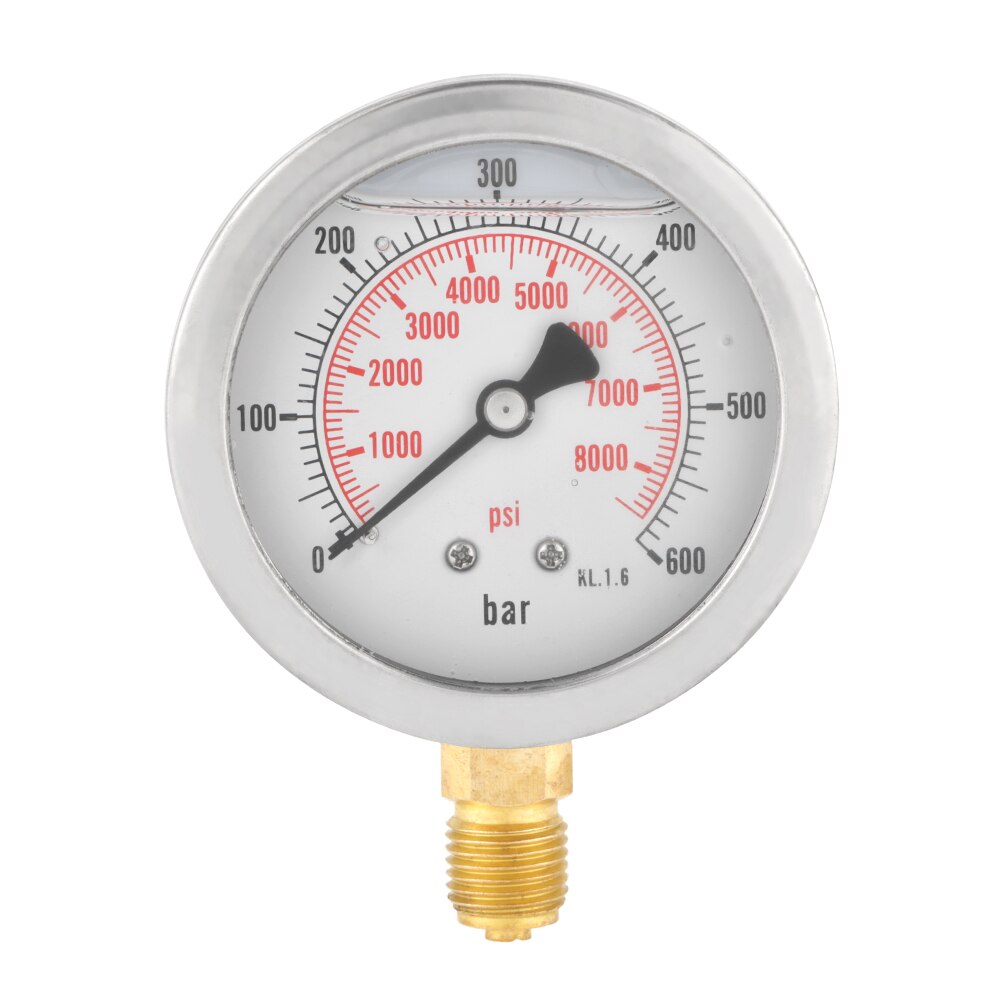 Metal trykmåler 0-250 bar 3750 psi 0-600 bar 8500 psi 1/4 &quot; 63mm -skive hydraulisk vandtryksmåler manometer trykmål: Hvid