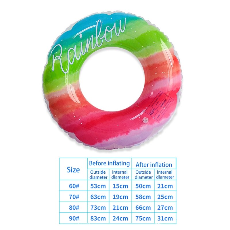 Inflatable Rainbow Swimming Circle PVC Underarm Ring For Swimming Pool Float Summer Party Beach Accessory
