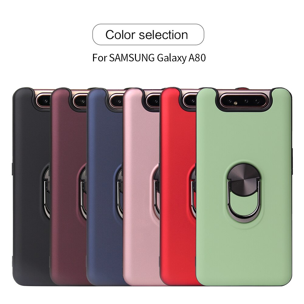 Luksusowe, odporne na wstrząsy etui na telefony do Samsung Galaxy A80 A90 5G przypadku palec pierścień powłoki tylna pokrywa magnes samochodowy wylot powietrza uchwyt Coque