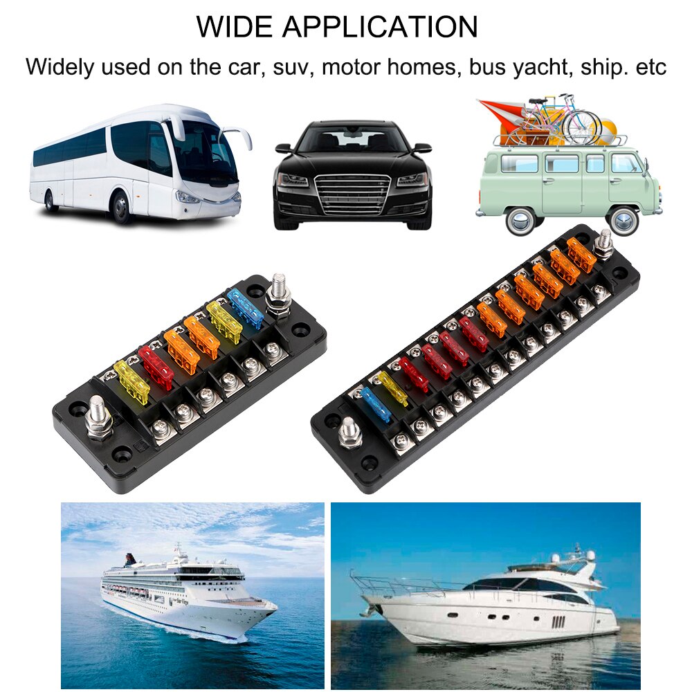 For Auto Car Marine Trike With Double Fuses Flame Retardant 6 Ways 12 Ways Blade Fuse Block 32V 75A Fuse Box Holder