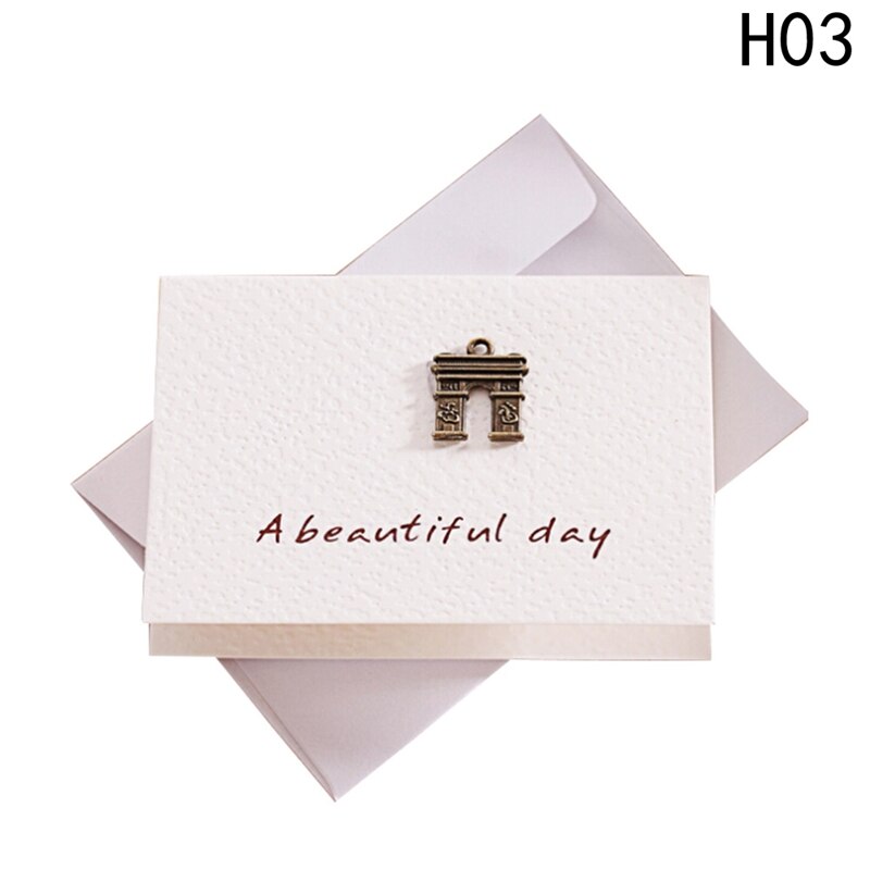 2pcs/set envelope small greeting card birthday card metal three-dimensional thank you card Stationery Set: 03