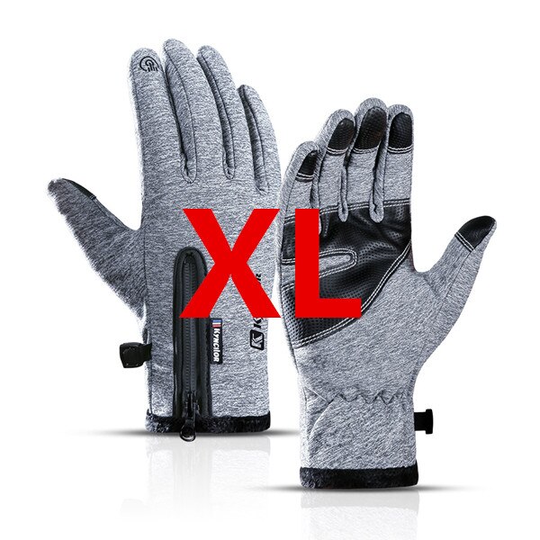 XiaoMi mijia outdoor sports gloves winter warm plus velvet fingertips touch screen splash-proof riding gloves for men and women: Gray XL