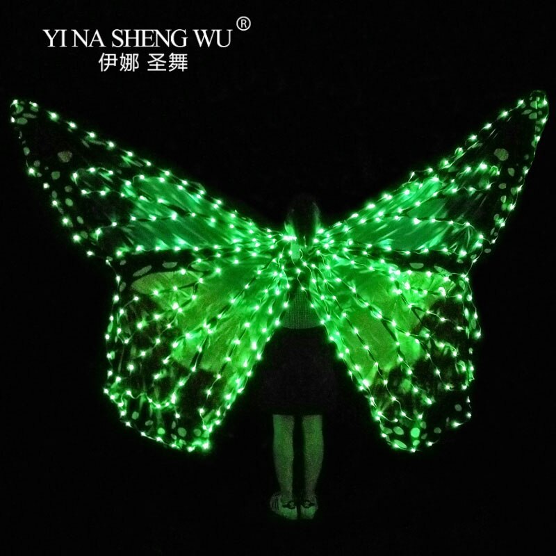 Vrouwen Buikdans LED Wings Meisje Dance Vleugel Vlinder Halloween LED Vlinder Mantel Stadium Dansvoorstelling Accessoires LED Vleugel