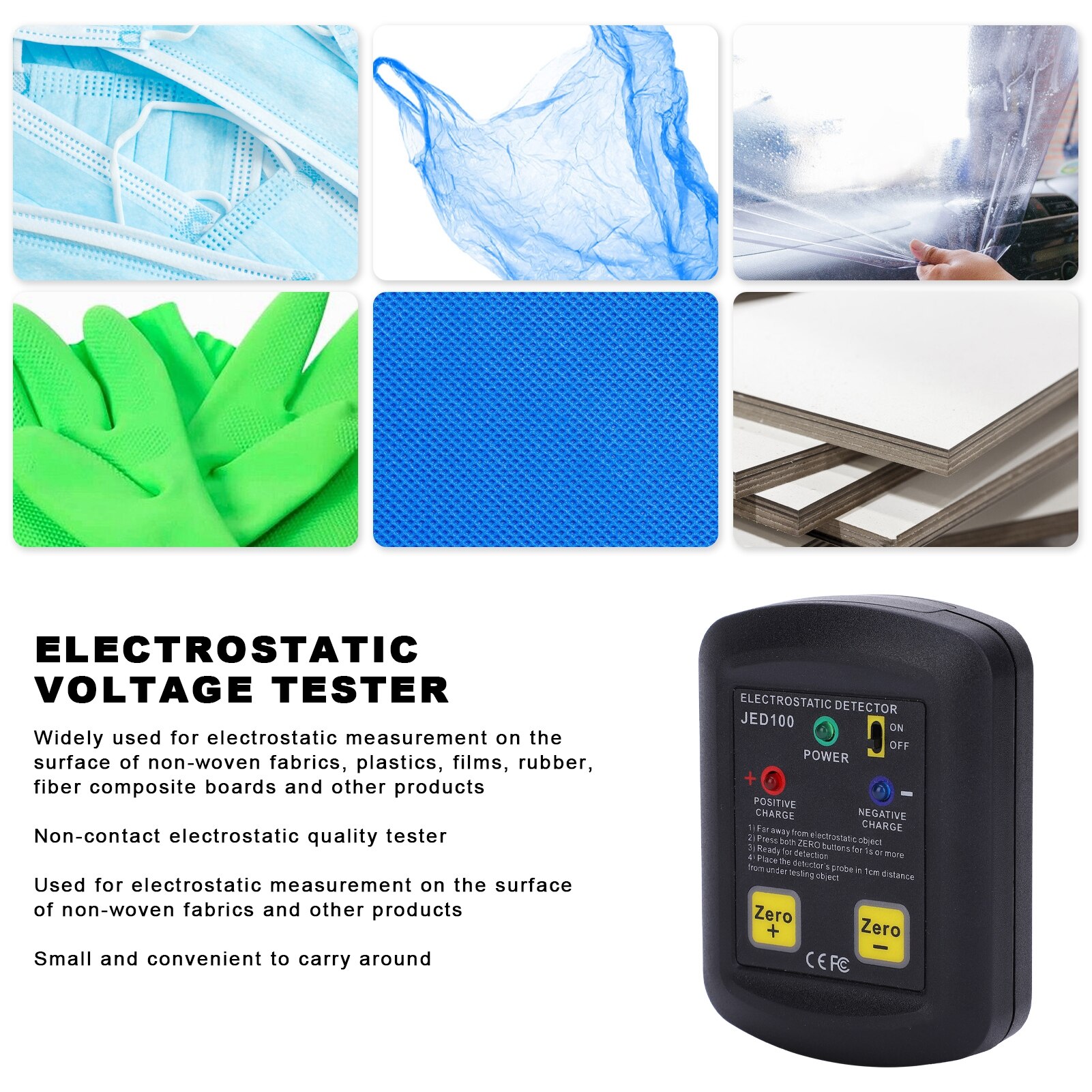 JED100 Electrical Equipment Electrostatic Voltage Tester Non‑Woven Fabric Static Electricity Field Meter Non-contact Tester