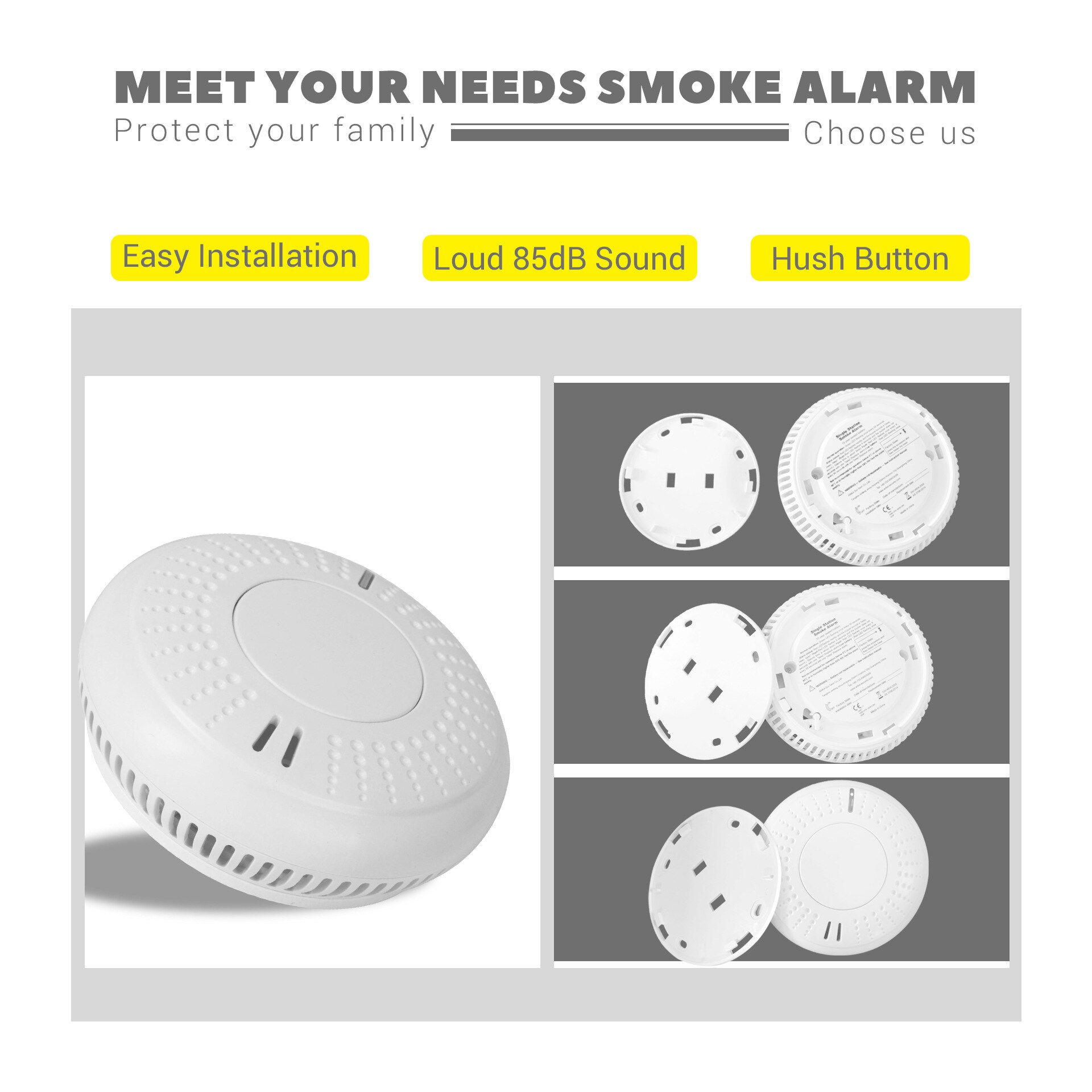Stand alone photoelectric fire smoke detector 10 years battery Home safety fire smoke alarm