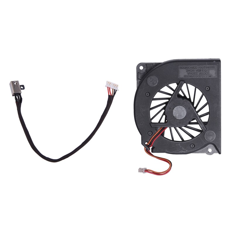 1 Pcs Dc Power Jack Harness Kabel & 1 Pcs Top Cpu Cooling Fan Notebook Koeler Radiator: Default Title