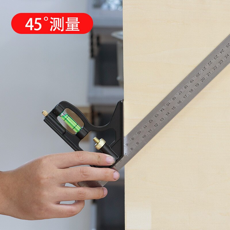 DIY Precise Stainless Steel Measuring Ruler Tools Aluminium Combination Mobile Workshop Hardware Angle Spirit Level 12"(300mm)