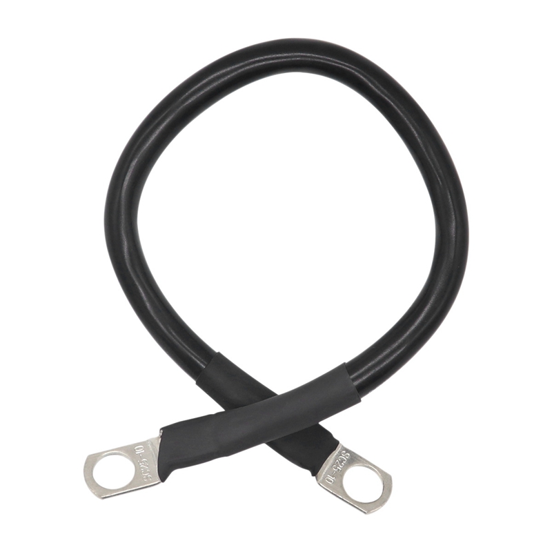 Cable de batería de 1 pie 4 AWG con terminales de anillo de 3/8 pulgadas Universal para coche, barco marino, ATV, cortacésped: Negro