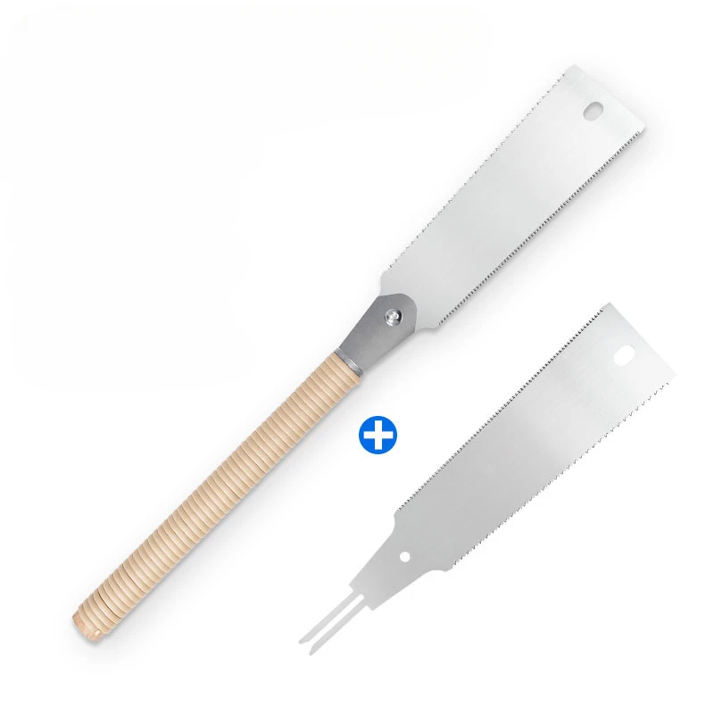 Scie à bois japonaise, manche en rotin, outil de coupe transversale lisse et précis à haute efficacité pour couper des planches de bois: BLANC